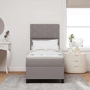 Box spring seng med hovedgærde Gråbrun 80 x 200 cm Stof