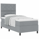 Box spring seng med hovedgærde Lysegrå 90 x 190 cm Stof