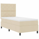 Box spring seng med hovedgærde Creme 90 x 190 cm Stof