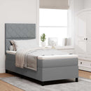 Box spring seng med hovedgærde Lysegrå 90 x 200 cm Stof