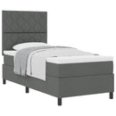 Box spring seng med hovedgærde Mørkegrå 90 x 200 cm Stof