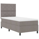 Box spring seng med hovedgærde Gråbrun 90 x 200 cm Stof