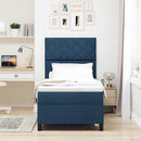 Box spring seng med hovedgærde Blå 90 x 200 cm Stof