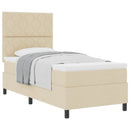 Box spring seng med hovedgærde Creme 100 x 200 cm Stof