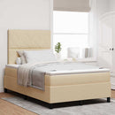 Box spring seng med hovedgærde Creme 120 x 200 cm Stof