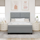 Box spring seng med hovedgærde Lysegrå 140 x 190 cm Stof