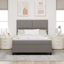 Box spring seng med hovedgærde Gråbrun 140 x 190 cm Stof