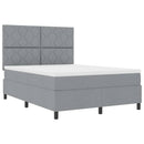Box spring seng med hovedgærde Lysegrå 140 x 200 cm Stof