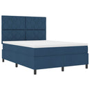 Box spring seng med hovedgærde Blå 140 x 200 cm Stof