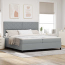 Box spring seng med hovedgærde Lysegrå 200 x 200 cm Stof