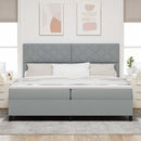 Box spring seng med hovedgærde Lysegrå 200 x 200 cm Stof