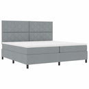 Box spring seng med hovedgærde Lysegrå 200 x 200 cm Stof