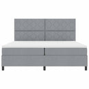 Box spring seng med hovedgærde Lysegrå 200 x 200 cm Stof