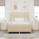Box spring seng med madras Creme 140 x 190 cm Stof