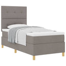 Box spring seng med hovedgærde Gråbrun 90 x 200 cm Stof