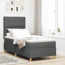 Box spring seng med hovedgærde Mørkegrå 100 x 200 cm Stof