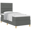 Box spring seng med hovedgærde Mørkegrå 100 x 200 cm Stof