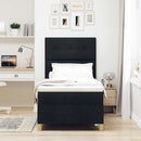 Box spring seng med hovedgærde Sort 100 x 200 cm Stof