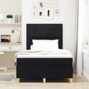 Box spring seng med hovedgærde Sort 120 x 190 cm Stof