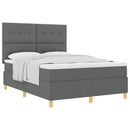 Box spring seng med hovedgærde Mørkegrå 140 x 190 cm Stof