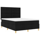 Box spring seng med madras Sort 140 x 200 cm Stof