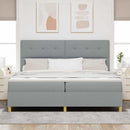 Box spring seng med hovedgærde Lysegrå 200 x 200 cm Stof