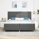 Box spring seng med hovedgærde Mørkegrå 200 x 200 cm Stof
