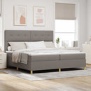 Box spring seng med hovedgærde Gråbrun 200 x 200 cm Stof