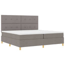 Box spring seng med hovedgærde Gråbrun 200 x 200 cm Stof