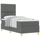 Box spring seng med hovedgærde Mørkegrå 80 x 200 cm Stof