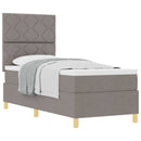 Box spring seng med hovedgærde Gråbrun 80 x 200 cm Stof
