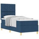 Box spring seng med hovedgærde Blå 80 x 200 cm Stof