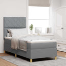 Box spring seng med hovedgærde Lysegrå 90 x 190 cm Stof