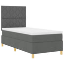 Box spring seng med hovedgærde Mørkegrå 90 x 190 cm Stof