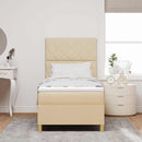 Box spring seng med hovedgærde Creme 90 x 190 cm Stof