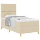 Box spring seng med hovedgærde Creme 90 x 190 cm Stof
