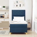 Box spring seng med madras med hovedgærde Blå 90 x 200 cm Stof