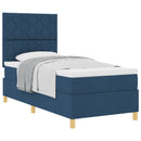 Box spring seng med madras med hovedgærde Blå 90 x 200 cm Stof