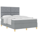 Box spring seng med hovedgærde Lysegrå 140 x 200 cm Stof