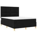 Box spring seng med hovedgærde Sort 140 x 200 cm Stof