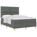 Box spring seng med hovedgærde Mørkegrå 160 x 200 cm Stof
