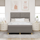 Box spring seng med hovedgærde Gråbrun 160 x 200 cm Stof