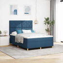 Box spring seng med madras med hovedgærde Blå 160 x 200 cm Stof