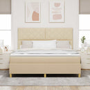 Box spring seng med hovedgærde Creme 180 x 200 cm Stof