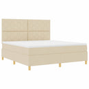 Box spring seng med hovedgærde Creme 180 x 200 cm Stof