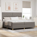 Box spring seng med hovedgærde Gråbrun 200 x 200 cm Stof