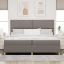 Box spring seng med hovedgærde Gråbrun 200 x 200 cm Stof