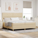 Box spring seng med hovedgærde Creme 200 x 200 cm Stof