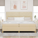 Box spring seng med hovedgærde Creme 200 x 200 cm Stof