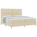 Box spring seng med hovedgærde Creme 200 x 200 cm Stof